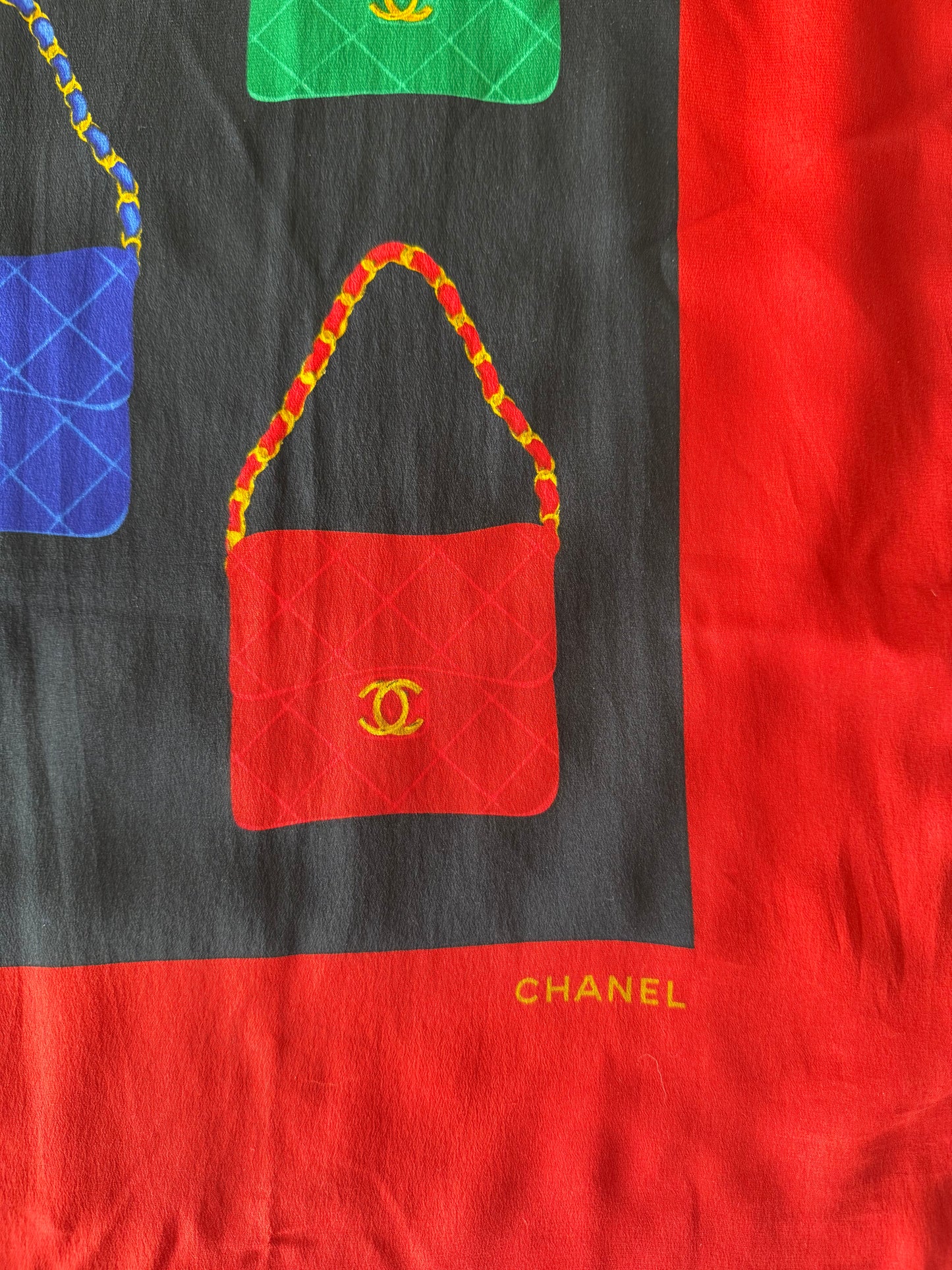 CHANEL SILK SCARF 'MATELASSE CLASSIC FLAP'