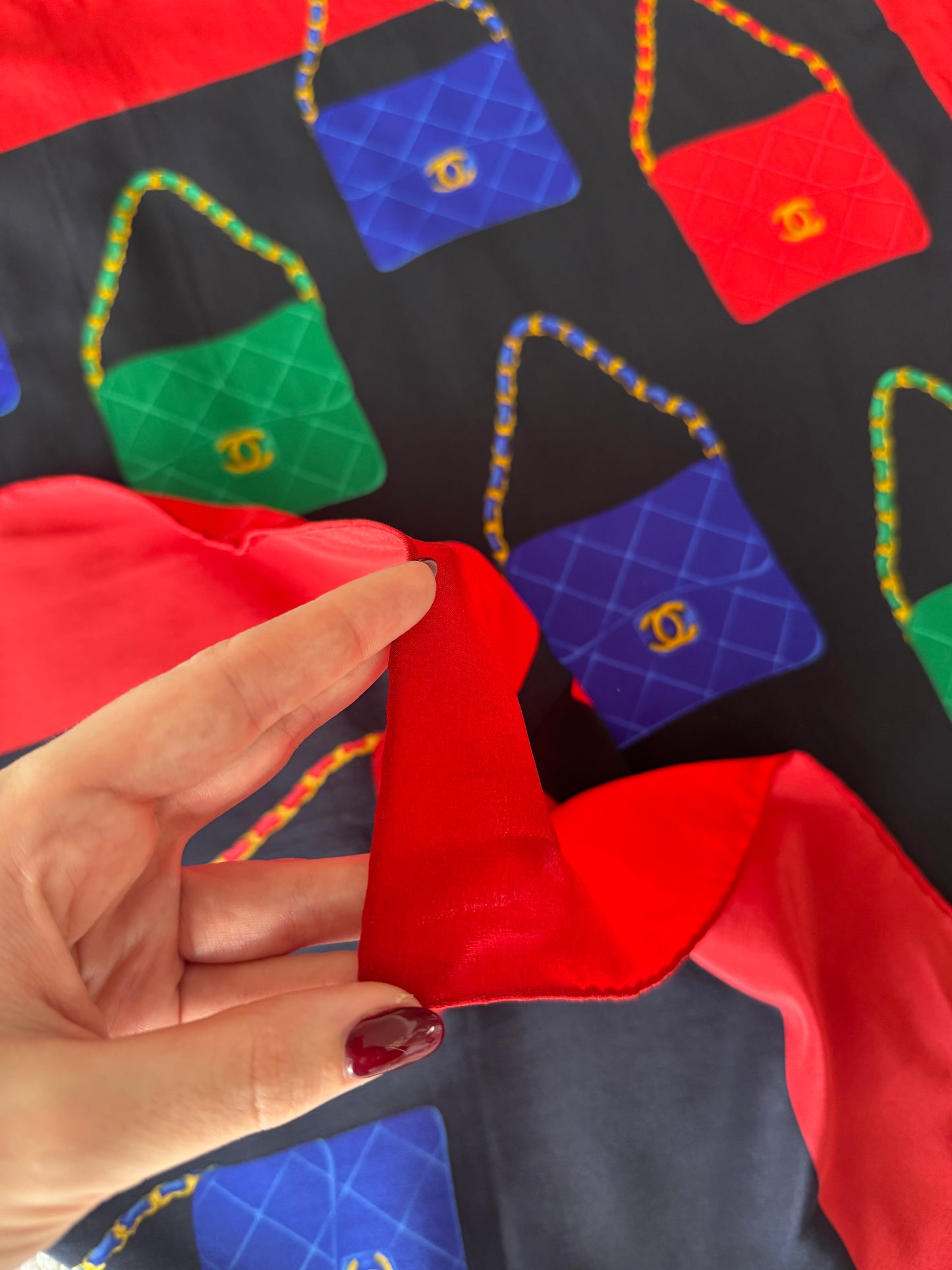 CHANEL SILK SCARF 'MATELASSE CLASSIC FLAP'