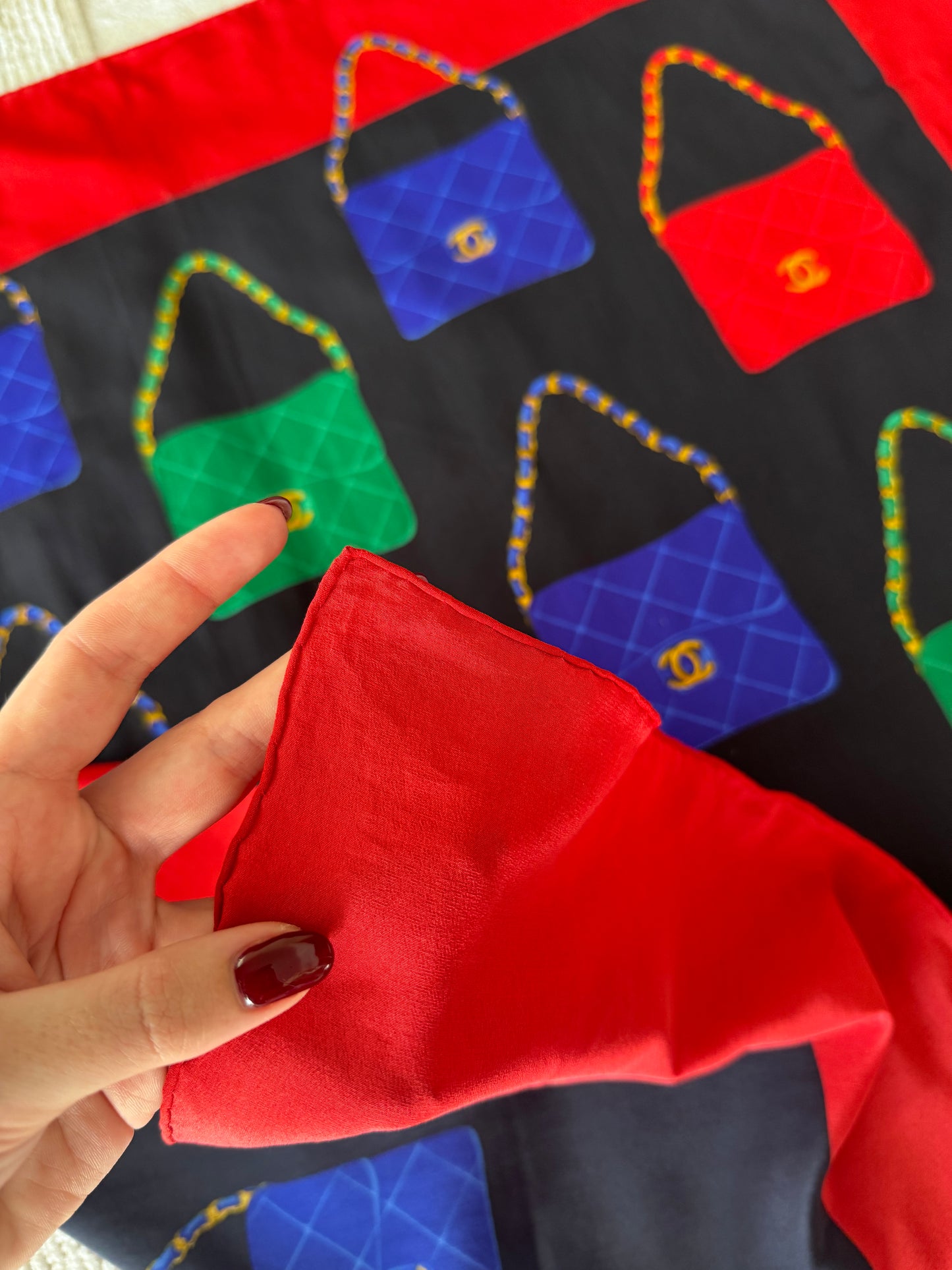 CHANEL SILK SCARF 'MATELASSE CLASSIC FLAP'