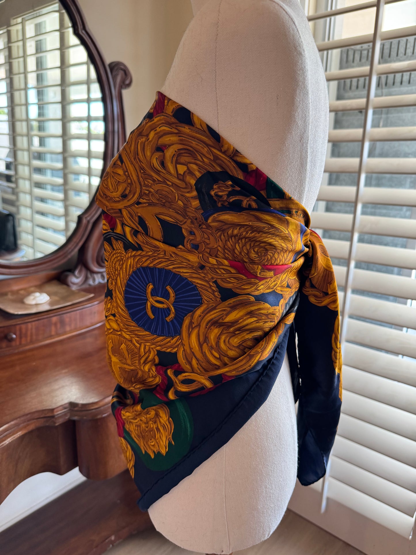 CHANEL MEDALLION SILK SCARF