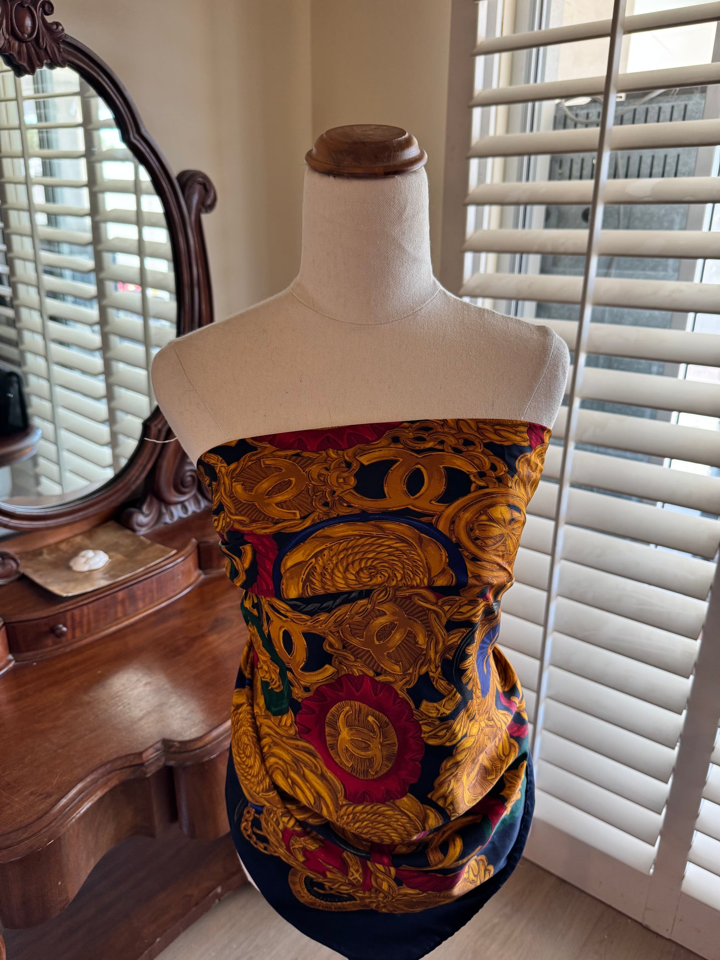 CHANEL MEDALLION SILK SCARF