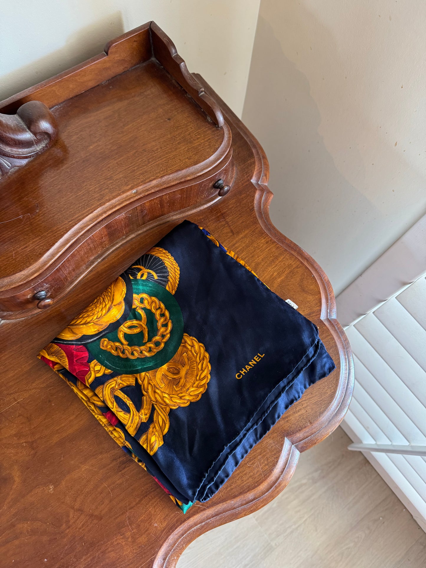 CHANEL MEDALLION SILK SCARF